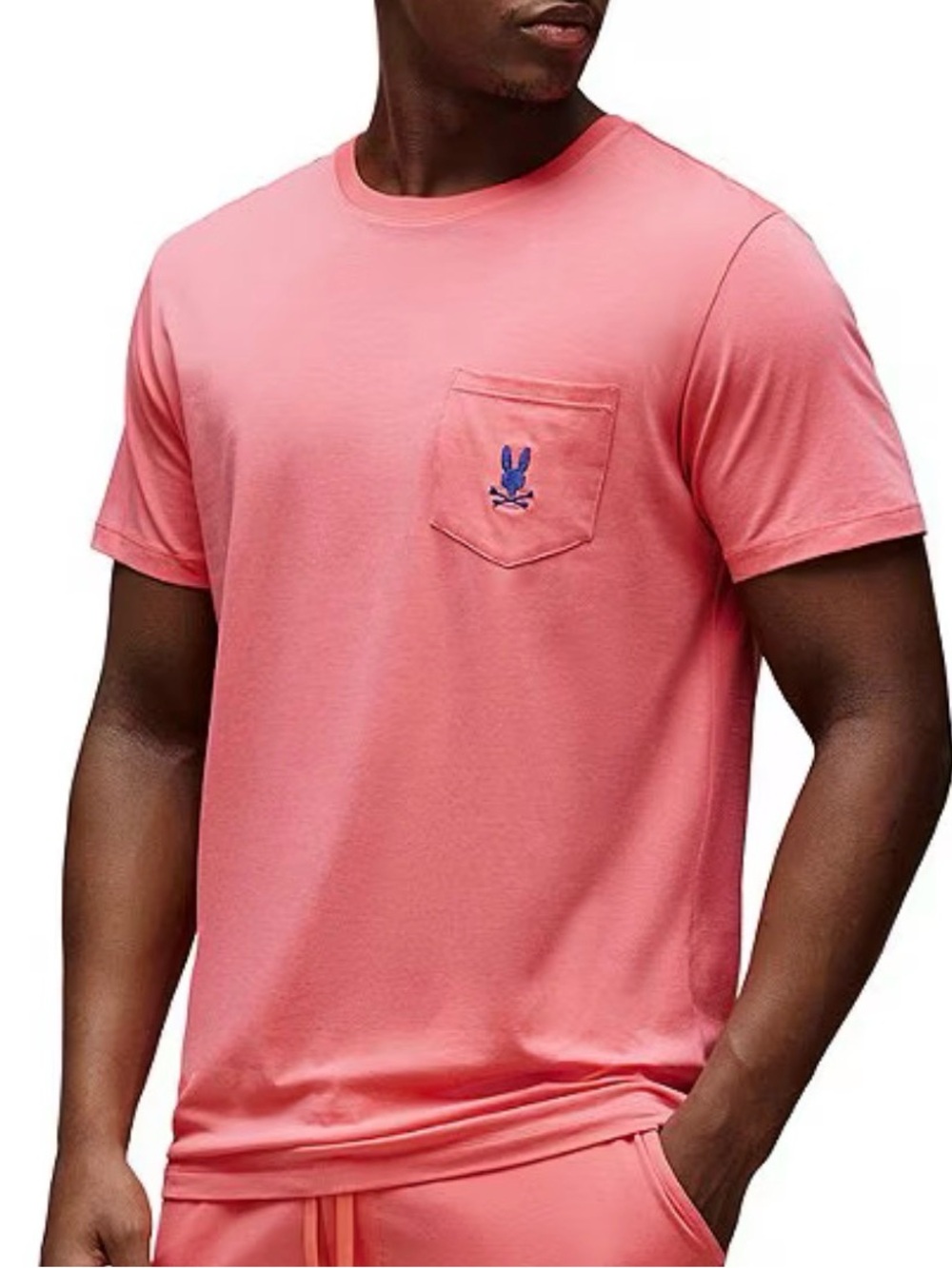 NWT Psycho Bunny Coral Short-Sleeve Pocket Tee with Embroidered Logo